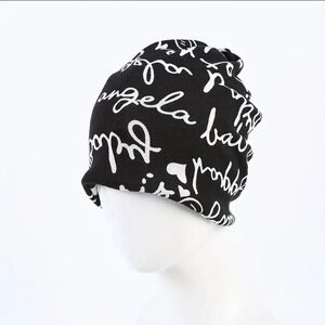 Black and White Script Beanie
